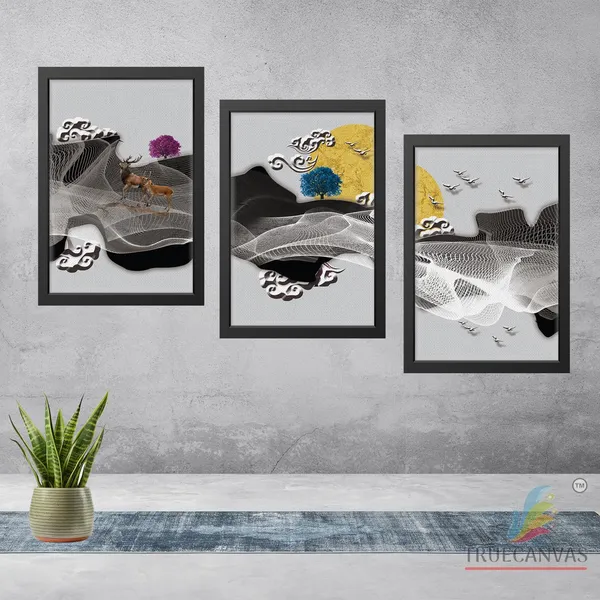 Multicolor_Abstract_Canvas_Painting_Set_Of_3_Wall_Hanging_Frame_|_For_Home,_Living_Room_Gallery_&_Office,_Black,_Size_-_13.50_X_19.50_Inch,_Sf099