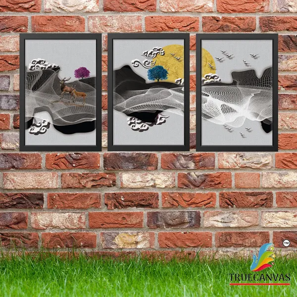 Multicolor_Abstract_Canvas_Painting_Set_Of_3_Wall_Hanging_Frame_|_For_Home,_Living_Room_Gallery_&_Office,_Black,_Size_-_13.50_X_19.50_Inch,_Sf099