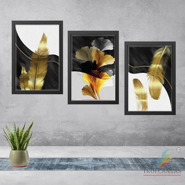 Black__Abstract_Canvas_Painting_Set_Of_3_Wall_Hanging_Frame_|_For_Home,_Living_Room_Gallery_&_Office,_Black,_Size_-_13.50_X_19.50_Inch,_Sf154