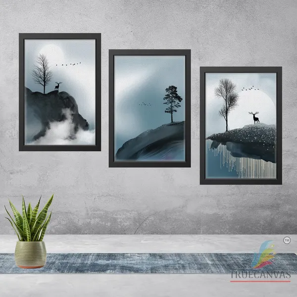 Black__Abstract_Canvas_Painting_Set_Of_3_Wall_Hanging_Frame_|_For_Home,_Living_Room_Gallery_&_Office,_Black,_Size_-_13.50_X_19.50_Inch,_Sf155