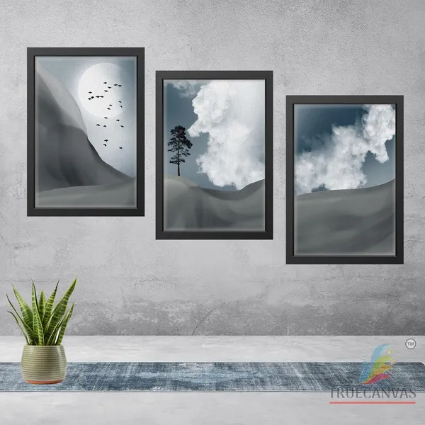 Black__Abstract_Canvas_Painting_Set_Of_3_Wall_Hanging_Frame_|_For_Home,_Living_Room_Gallery_&_Office,_Black,_Size_-_13.50_X_19.50_Inch,_Sf171