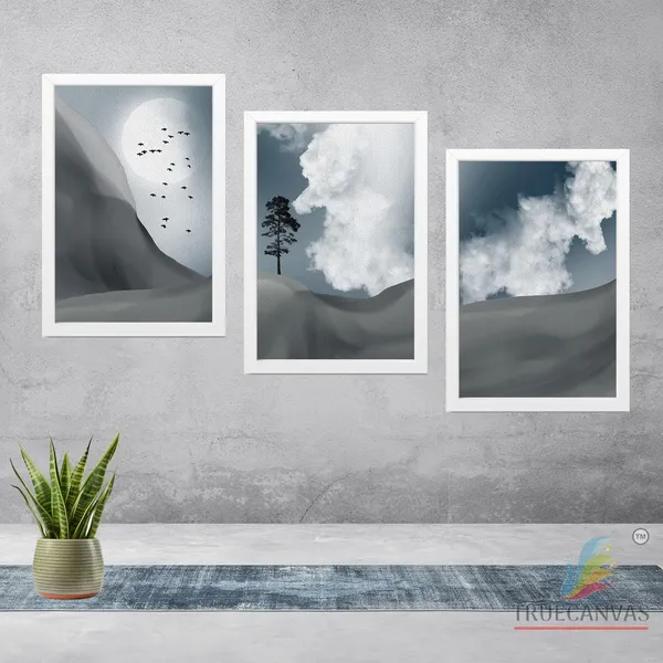 White__Abstract_Canvas_Painting_Set_Of_3_Wall_Hanging_Frame_|_For_Home,_Living_Room_Gallery_&_Office,_White,_Size_13.50_X_19.50_Inch,_Sf171