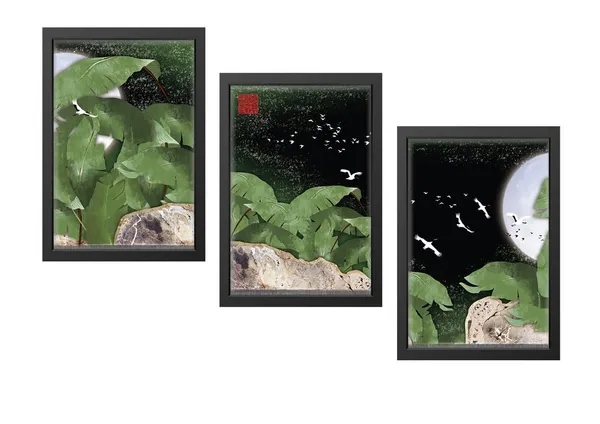Black__Abstract_Hd_Print_Painting_Set_Of_3_With_Frame_|_For_Home,_Living_Room_Gallery_&_Office,_Black_Frame,_Size_-_13.50_X_19.50_Inch,_Sf254