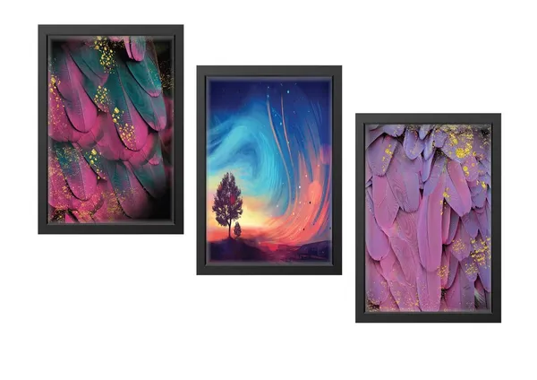 Black__Abstract_Hd_Print_Painting_Set_Of_3_With_Frame_|_For_Home,_Living_Room_Gallery_&_Office,_Black_Frame,_Size_-_13.50_X_19.50_Inch,_Sf256