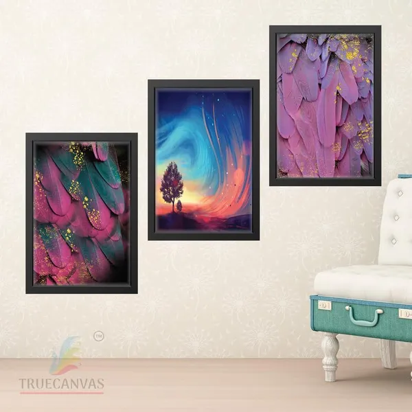 Black__Abstract_Hd_Print_Painting_Set_Of_3_With_Frame_|_For_Home,_Living_Room_Gallery_&_Office,_Black_Frame,_Size_-_13.50_X_19.50_Inch,_Sf256