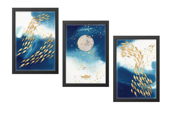 Black__Abstract_Hd_Print_Painting_Set_Of_3_With_Frame_|_For_Home,_Living_Room_Gallery_&_Office,_Black_Frame,_Size_-_13.50_X_19.50_Inch,_Sf259