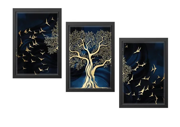 Black__Abstract_Hd_Print_Painting_Set_Of_3_With_Frame_|_For_Home,_Living_Room_Gallery_&_Office,_Black_Frame,_Size_-_13.50_X_19.50_Inch,_Sf263