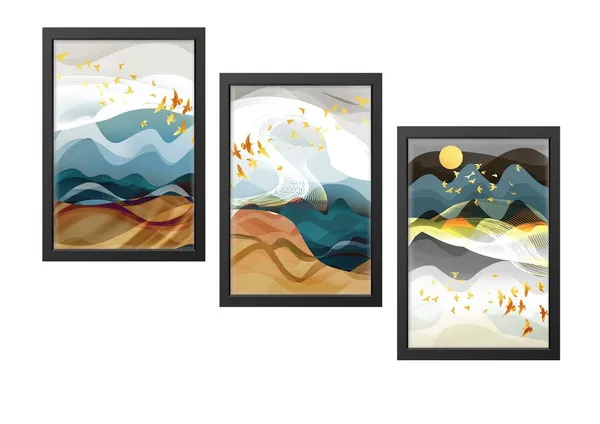 Black__Abstract_Hd_Print_Painting_Set_Of_3_With_Frame_|_For_Home,_Living_Room_Gallery_&_Office,_Black_Frame,_Size_-_13.50_X_19.50_Inch,_Sf268
