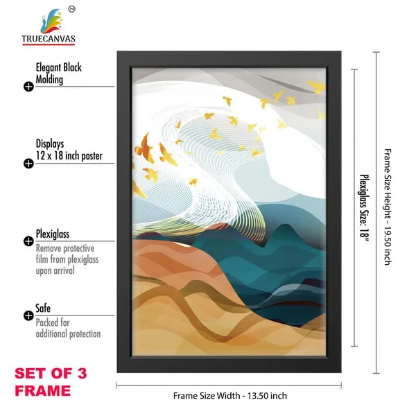 Black__Abstract_Hd_Print_Painting_Set_Of_3_With_Frame_|_For_Home,_Living_Room_Gallery_&_Office,_Black_Frame,_Size_-_13.50_X_19.50_Inch,_Sf268
