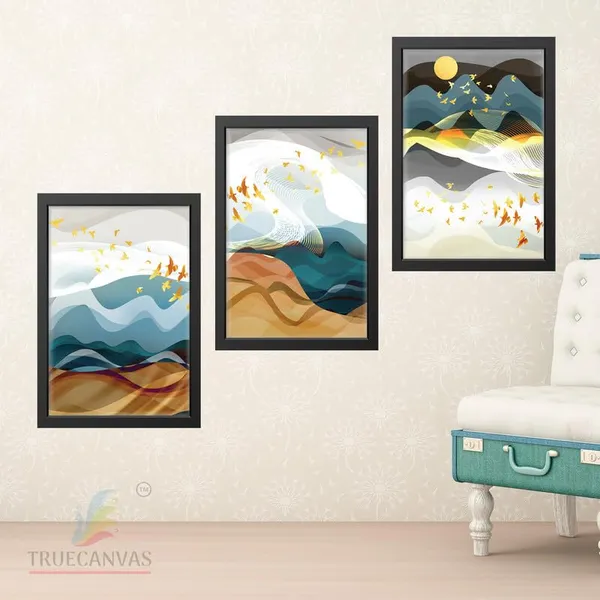 Black__Abstract_Hd_Print_Painting_Set_Of_3_With_Frame_|_For_Home,_Living_Room_Gallery_&_Office,_Black_Frame,_Size_-_13.50_X_19.50_Inch,_Sf268