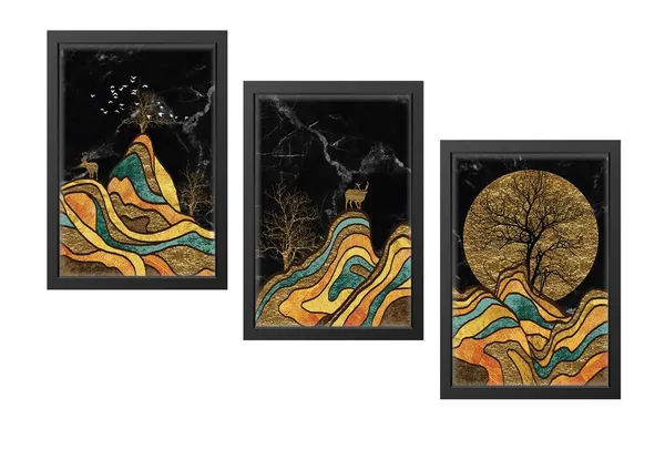 Black__Abstract_Hd_Print_Painting_Set_Of_3_With_Frame_|_For_Home,_Living_Room_Gallery_&_Office,_Black_Frame,_Size_-_13.50_X_19.50_Inch,_Sf278