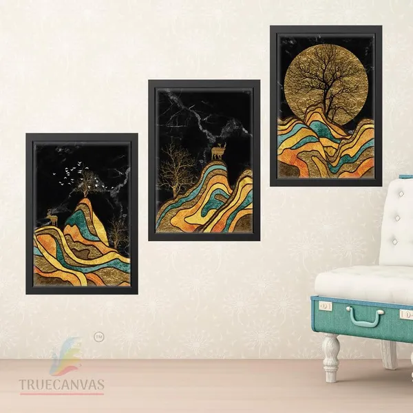 Black__Abstract_Hd_Print_Painting_Set_Of_3_With_Frame_|_For_Home,_Living_Room_Gallery_&_Office,_Black_Frame,_Size_-_13.50_X_19.50_Inch,_Sf278