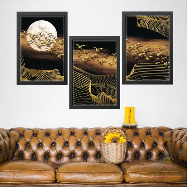 Black__Abstract_Hd_Print_Painting_Set_Of_3_With_Frame_|_For_Home,_Living_Room_Gallery_&_Office,_Black_Frame,_Size_-_13.50_X_19.50_Inch,_Sf279