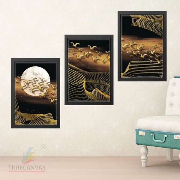 Black__Abstract_Hd_Print_Painting_Set_Of_3_With_Frame_|_For_Home,_Living_Room_Gallery_&_Office,_Black_Frame,_Size_-_13.50_X_19.50_Inch,_Sf279