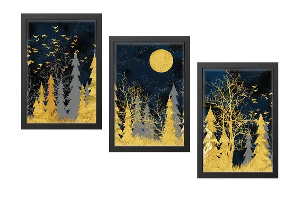 Black__Abstract_Hd_Print_Painting_Set_Of_3_With_Frame_|_For_Home,_Living_Room_Gallery_&_Office,_Black_Frame,_Size_-_13.50_X_19.50_Inch,_Sf286