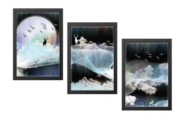 Black__Abstract_Hd_Print_Painting_Set_Of_3_With_Frame_|_For_Home,_Living_Room_Gallery_&_Office,_Black_Frame,_Size_-_13.50_X_19.50_Inch,_Sf287