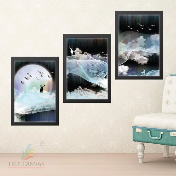 Black__Abstract_Hd_Print_Painting_Set_Of_3_With_Frame_|_For_Home,_Living_Room_Gallery_&_Office,_Black_Frame,_Size_-_13.50_X_19.50_Inch,_Sf287