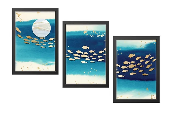 Black__Abstract_Hd_Print_Painting_Set_Of_3_With_Frame_|_For_Home,_Living_Room_Gallery_&_Office,_Black_Frame,_Size_-_13.50_X_19.50_Inch,_Sf294