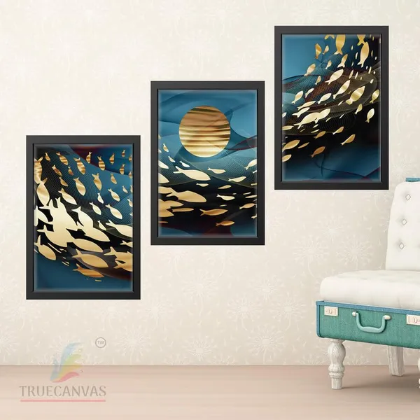 Black__Abstract_Hd_Print_Painting_Set_Of_3_With_Frame_|_For_Home,_Living_Room_Gallery_&_Office,_Black_Frame,_Size_-_13.50_X_19.50_Inch,_Sf296
