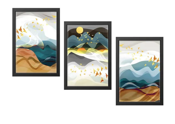 Black__Abstract_Hd_Print_Painting_Set_Of_3_With_Frame_|_For_Home,_Living_Room_Gallery_&_Office,_Black_Frame,_Size_-_13.50_X_19.50_Inch,_Sf299