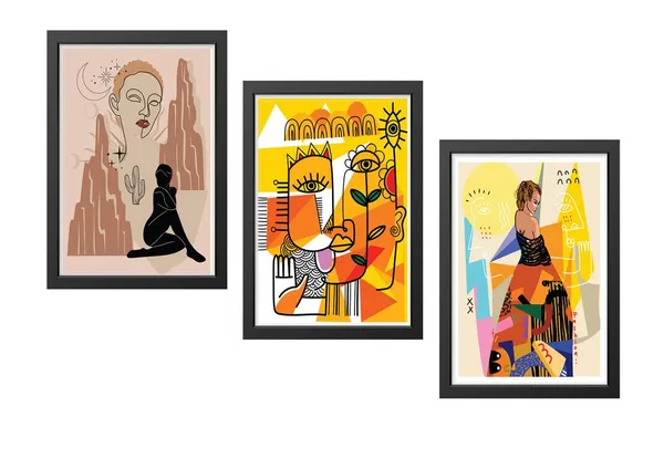 Black__Abstract_Hd_Print_Painting_Set_Of_3_With_Frame_|_For_Home,_Living_Room_Gallery_&_Office,_Black_Frame,_Size_-_13.50_X_19.50_Inch,_Sf301