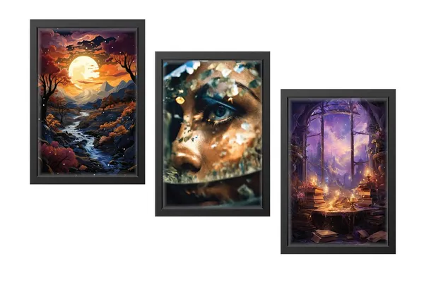 Black__Abstract_Hd_Print_Painting_Set_Of_3_With_Frame_|_For_Home,_Living_Room_Gallery_&_Office,_Black_Frame,_Size_-_13.50_X_19.50_Inch,_Sf307