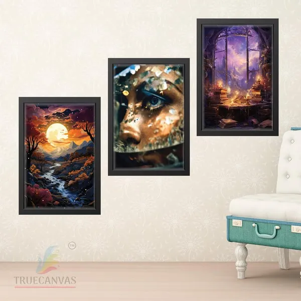 Black__Abstract_Hd_Print_Painting_Set_Of_3_With_Frame_|_For_Home,_Living_Room_Gallery_&_Office,_Black_Frame,_Size_-_13.50_X_19.50_Inch,_Sf307