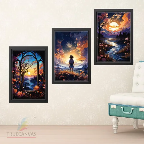 Black__Abstract_Hd_Print_Painting_Set_Of_3_With_Frame_|_For_Home,_Living_Room_Gallery_&_Office,_Black_Frame,_Size_-_13.50_X_19.50_Inch,_Sf308
