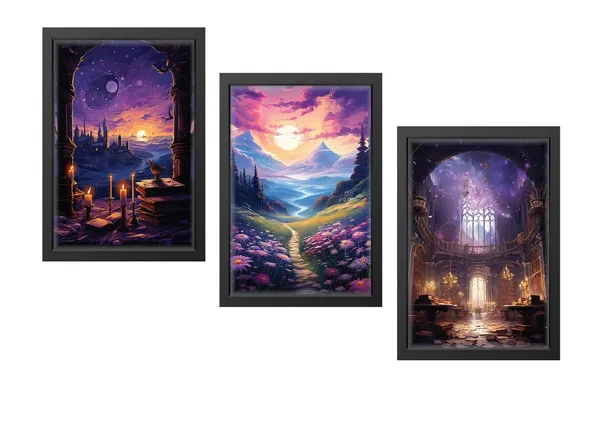 Black__Abstract_Hd_Print_Painting_Set_Of_3_With_Frame_|_For_Home,_Living_Room_Gallery_&_Office,_Black_Frame,_Size_-_13.50_X_19.50_Inch,_Sf309