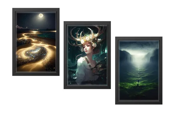 Black__Abstract_Hd_Print_Painting_Set_Of_3_With_Frame_|_For_Home,_Living_Room_Gallery_&_Office,_Black_Frame,_Size_-_13.50_X_19.50_Inch,_Sf319