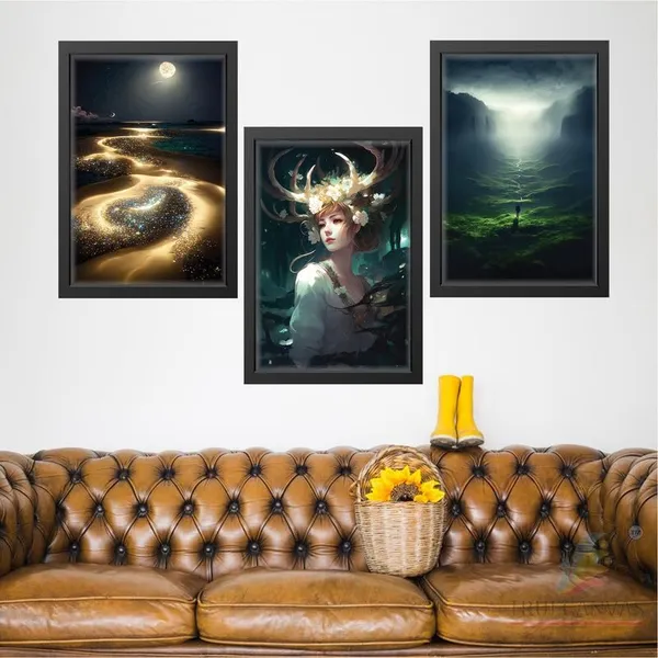 Black__Abstract_Hd_Print_Painting_Set_Of_3_With_Frame_|_For_Home,_Living_Room_Gallery_&_Office,_Black_Frame,_Size_-_13.50_X_19.50_Inch,_Sf319