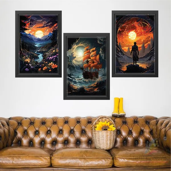 Black__Abstract_Hd_Print_Painting_Set_Of_3_With_Frame_|_For_Home,_Living_Room_Gallery_&_Office,_Black_Frame,_Size_-_13.50_X_19.50_Inch,_Sf321
