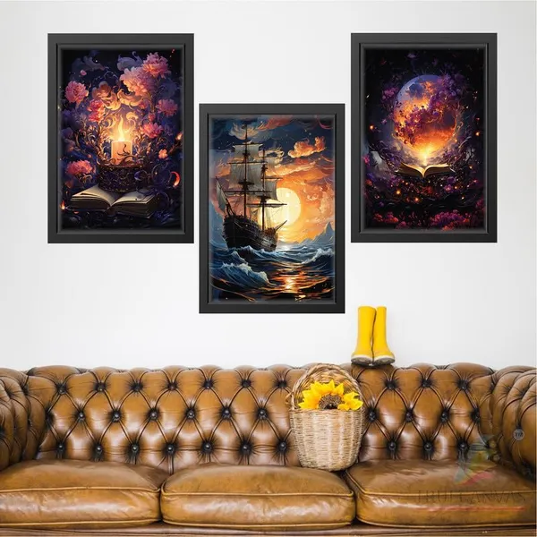 Black__Abstract_Hd_Print_Painting_Set_Of_3_With_Frame_|_For_Home,_Living_Room_Gallery_&_Office,_Black_Frame,_Size_-_13.50_X_19.50_Inch,_Sf323