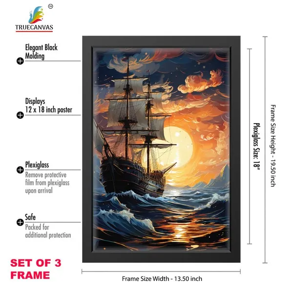 Black__Abstract_Hd_Print_Painting_Set_Of_3_With_Frame_|_For_Home,_Living_Room_Gallery_&_Office,_Black_Frame,_Size_-_13.50_X_19.50_Inch,_Sf323
