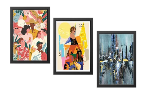 Black__Abstract_Hd_Print_Painting_Set_Of_3_With_Frame_|_For_Home,_Living_Room_Gallery_&_Office,_Black_Frame,_Size_-_13.50_X_19.50_Inch,_Sf333