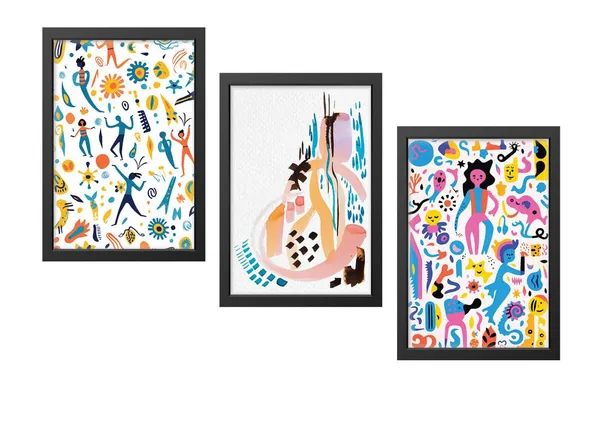 Black__Abstract_Hd_Print_Painting_Set_Of_3_With_Frame_|_For_Home,_Living_Room_Gallery_&_Office,_Black_Frame,_Size_-_13.50_X_19.50_Inch,_Sf336