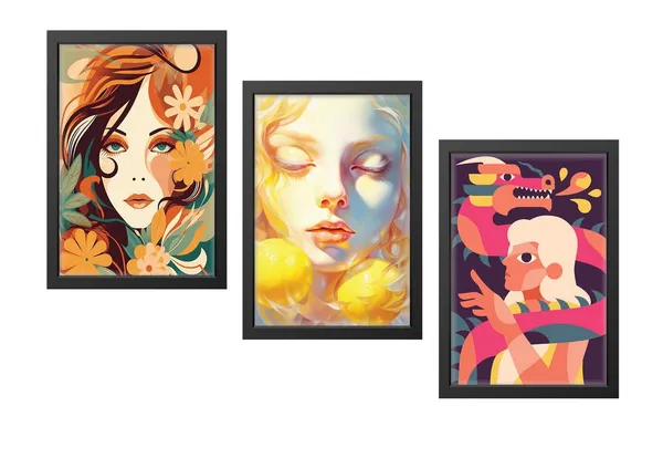 Black__Abstract_Hd_Print_Painting_Set_Of_3_With_Frame_|_For_Home,_Living_Room_Gallery_&_Office,_Black_Frame,_Size_-_13.50_X_19.50_Inch,_Sf341