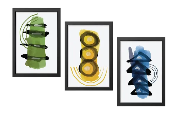 Black__Abstract_Hd_Print_Painting_Set_Of_3_With_Frame_|_For_Home,_Living_Room_Gallery_&_Office,_Black_Frame,_Size_-_13.50_X_19.50_Inch,_Sf353