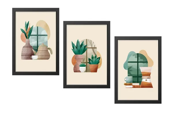 Black__Abstract_Hd_Print_Painting_Set_Of_3_With_Frame_|_For_Home,_Living_Room_Gallery_&_Office,_Black_Frame,_Size_-_13.50_X_19.50_Inch,_Sf447