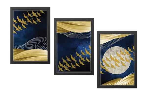 Black__Abstract_Hd_Print_Painting_Set_Of_3_With_Frame_|_For_Home,_Living_Room_Gallery_&_Office,_Black_Frame,_Size_-_13.50_X_19.50_Inch,_Sf474