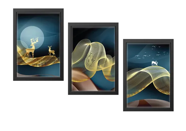 Black__Abstract_Hd_Print_Painting_Set_Of_3_With_Frame_|_For_Home,_Living_Room_Gallery_&_Office,_Black_Frame,_Size_-_13.50_X_19.50_Inch,_Sf481
