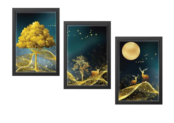 Black__Abstract_Hd_Print_Painting_Set_Of_3_With_Frame_|_For_Home,_Living_Room_Gallery_&_Office,_Black_Frame,_Size_-_13.50_X_19.50_Inch,_Sf482