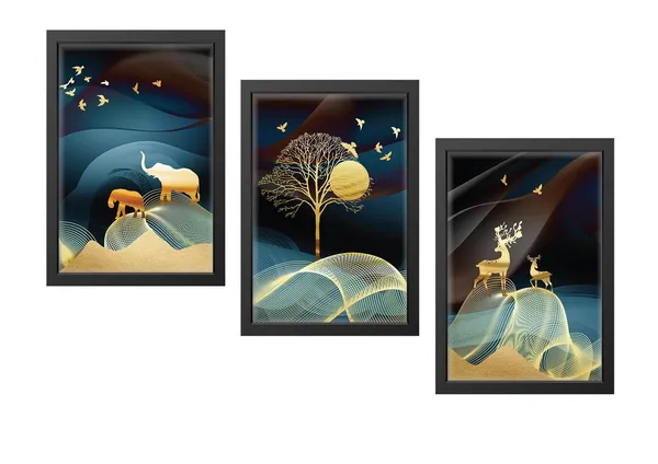 Black__Abstract_Hd_Print_Painting_Set_Of_3_With_Frame_|_For_Home,_Living_Room_Gallery_&_Office,_Black_Frame,_Size_-_13.50_X_19.50_Inch,_Sf486