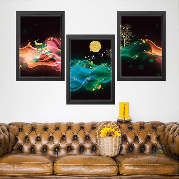Black__Abstract_Hd_Print_Painting_Set_Of_3_With_Frame_|_For_Home,_Living_Room_Gallery_&_Office,_Black_Frame,_Size_-_13.50_X_19.50_Inch,_Sf491
