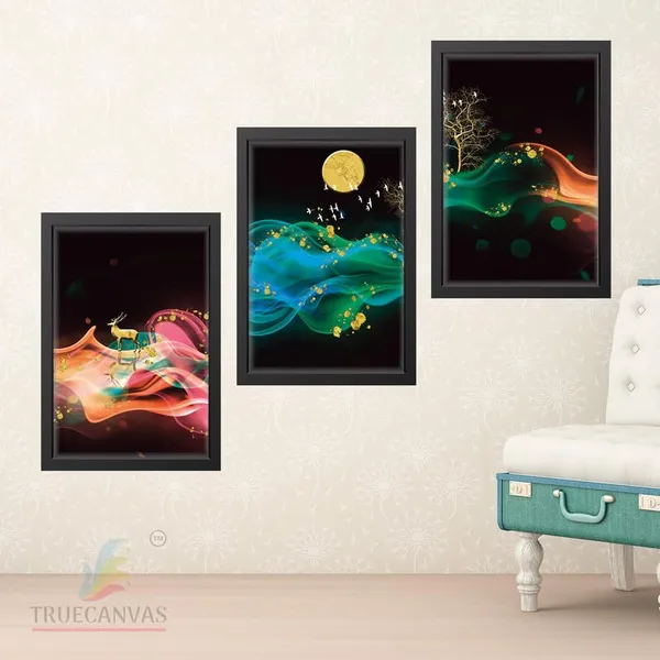 Black__Abstract_Hd_Print_Painting_Set_Of_3_With_Frame_|_For_Home,_Living_Room_Gallery_&_Office,_Black_Frame,_Size_-_13.50_X_19.50_Inch,_Sf491