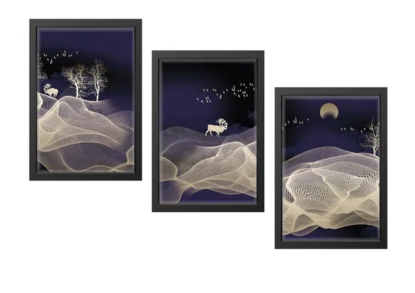 Black__Abstract_Hd_Print_Painting_Set_Of_3_With_Frame_|_For_Home,_Living_Room_Gallery_&_Office,_Black_Frame,_Size_-_13.50_X_19.50_Inch,_Sf492