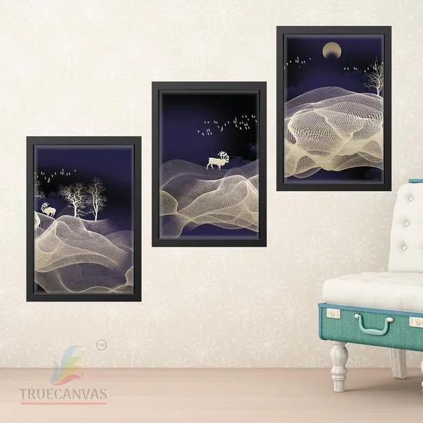 Black__Abstract_Hd_Print_Painting_Set_Of_3_With_Frame_|_For_Home,_Living_Room_Gallery_&_Office,_Black_Frame,_Size_-_13.50_X_19.50_Inch,_Sf492