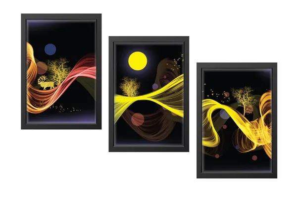 Black__Abstract_Hd_Print_Painting_Set_Of_3_With_Frame_|_For_Home,_Living_Room_Gallery_&_Office,_Black_Frame,_Size_-_13.50_X_19.50_Inch,_Sf499