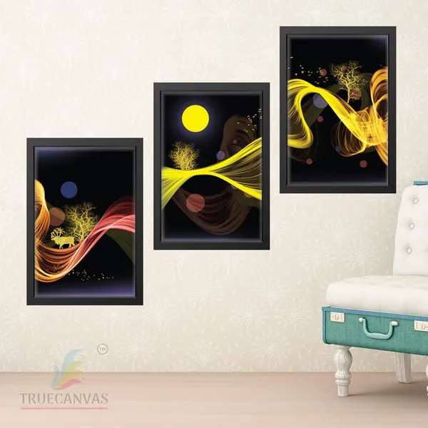 Black__Abstract_Hd_Print_Painting_Set_Of_3_With_Frame_|_For_Home,_Living_Room_Gallery_&_Office,_Black_Frame,_Size_-_13.50_X_19.50_Inch,_Sf499