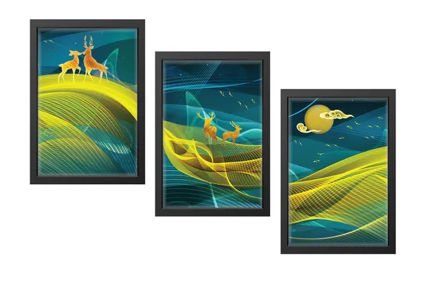 Black__Abstract_Hd_Print_Painting_Set_Of_3_With_Frame_|_For_Home,_Living_Room_Gallery_&_Office,_Black_Frame,_Size_-_13.50_X_19.50_Inch,_Sf503